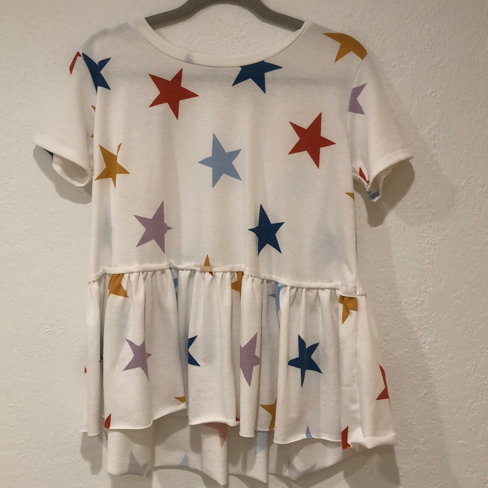 Cream Top With MultiColored Stars